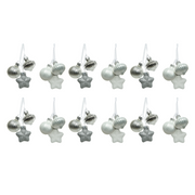 OFFERTA 12 DECORAZIONI DA APPENDERE ASSORTITA H.11.50 BIANCO/ARGENTO