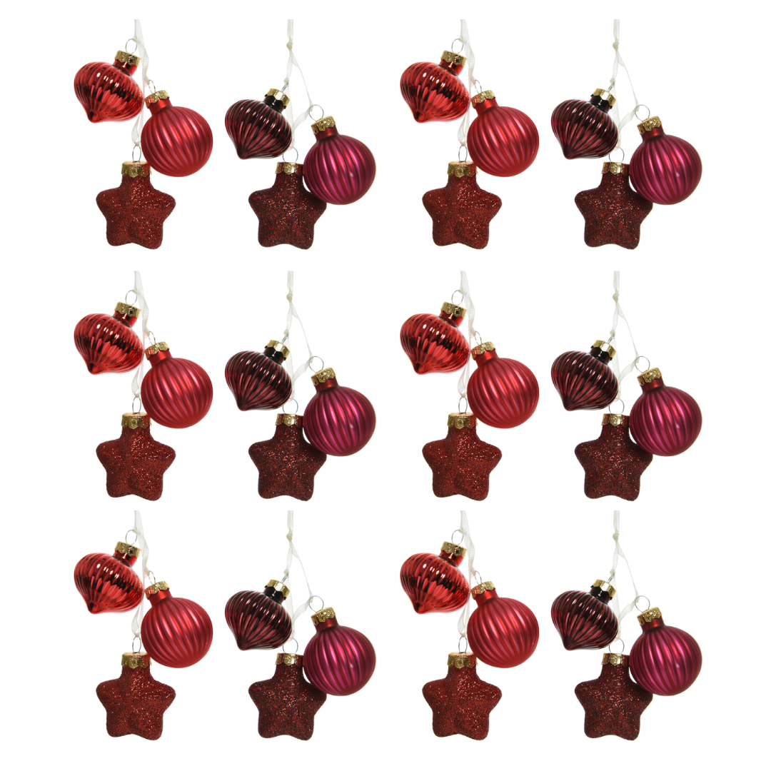OFFERTA 12 DECORAZIONI DA APPENDERE ASSORTITA H.11.50 ROSSO NATALE