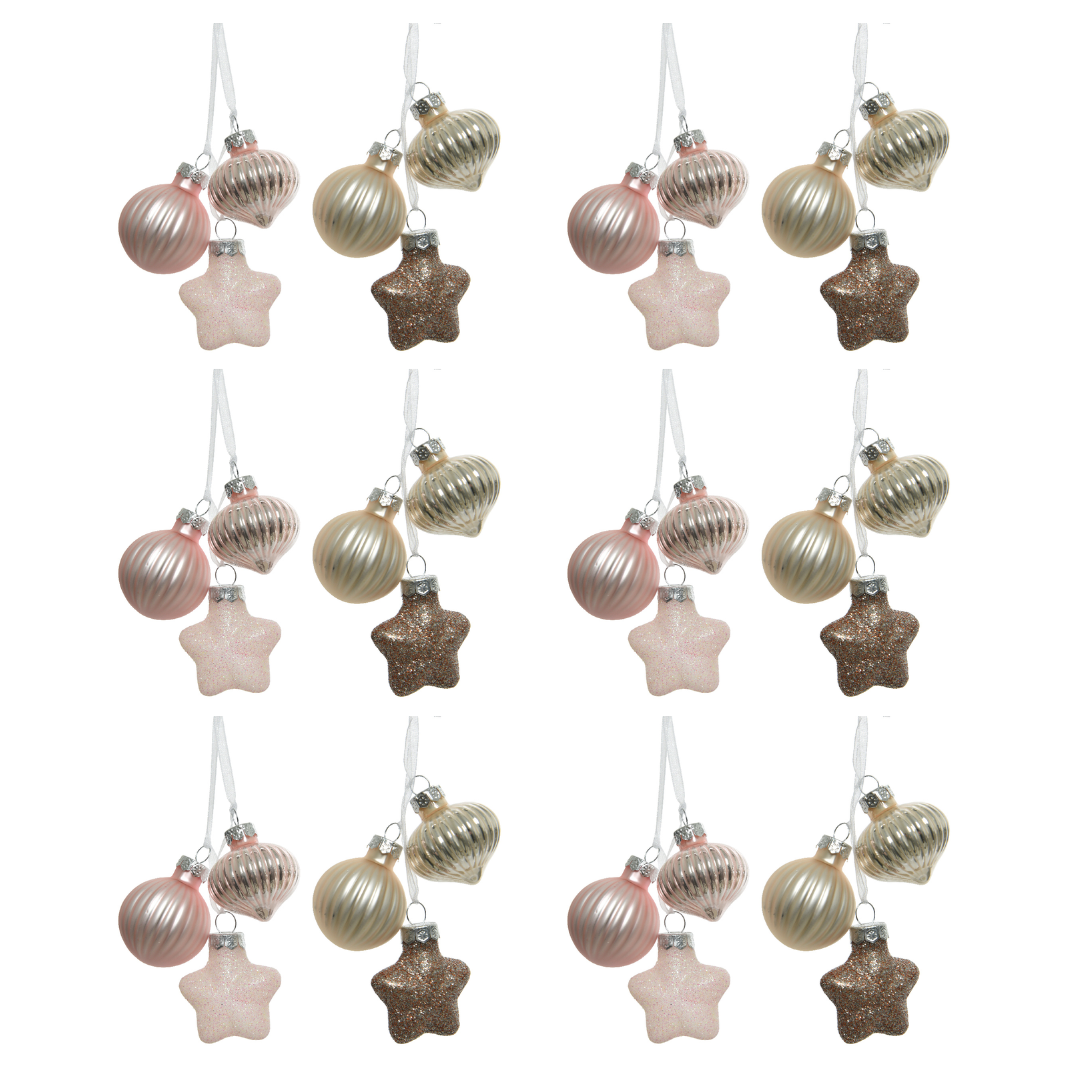 OFFERTA 12 DECORAZIONI DA APPENDERE ASSORTITA H.11.50 ROSA CHIARO