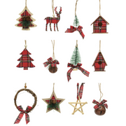 OFFERTA 12 DECORAZIONI DI NATALE FANTASIA SCOZZESE H8,5CM MODELLO ASSORTITO