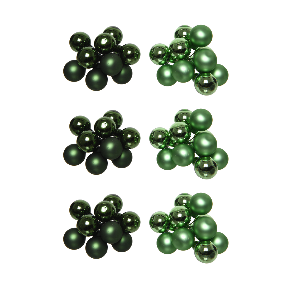 OFFERTA 6 MAZZOLINI DI SFERE NATALIZIE D.2CM VERDE MODELLO ASSORTITO