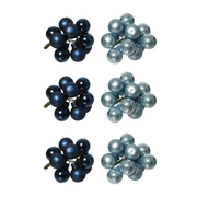 OFFERTA 6 MAZZOLINI DI SFERE NATALIZIE D.2CM BLU MODELLO ASSORTITO