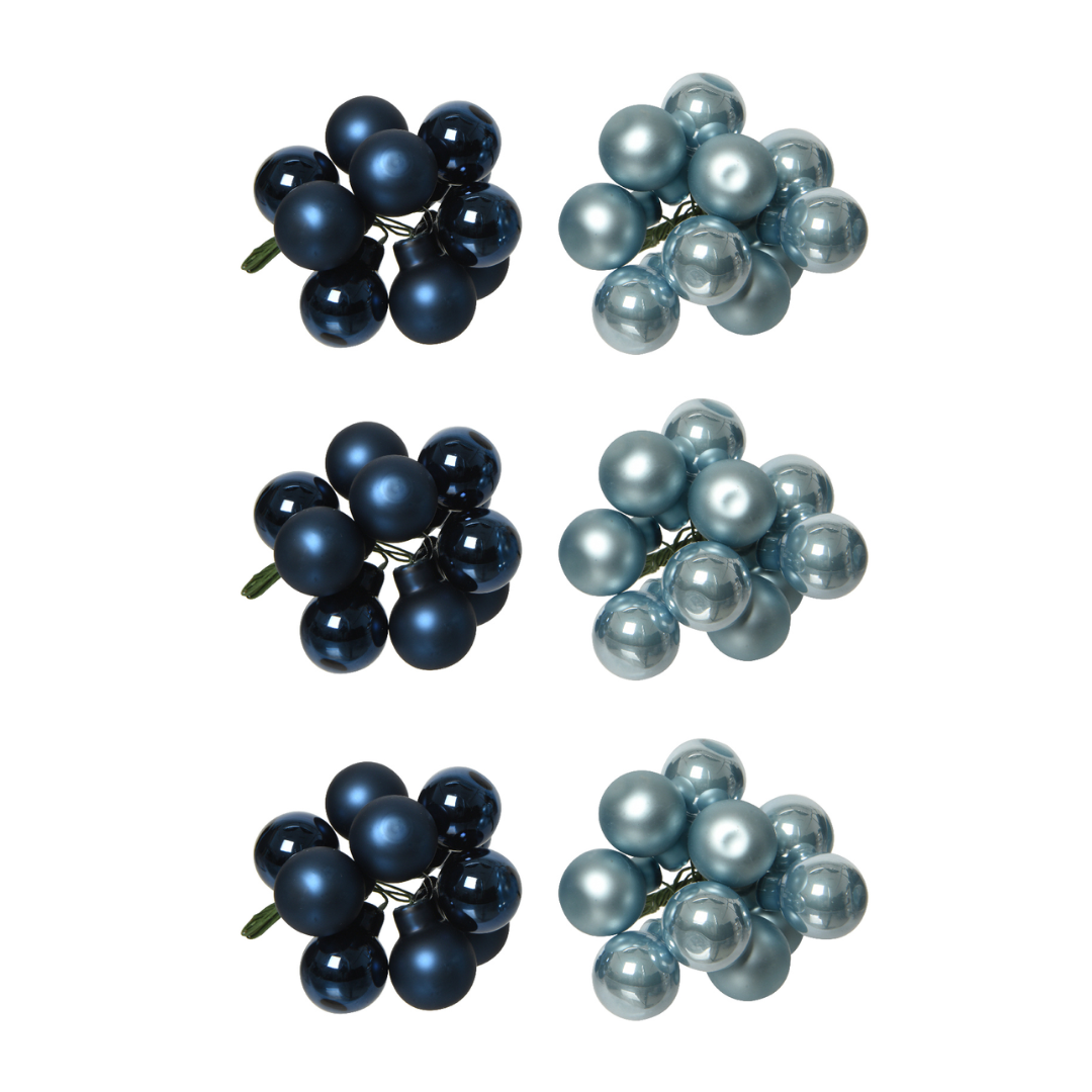 OFFERTA 6 MAZZOLINI DI SFERE NATALIZIE D.2CM BLU MODELLO ASSORTITO