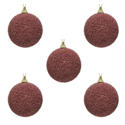 OFFERTA 5 SFERE NATALIZIE GLITTERATE D.8CM ROSA VELLUTO