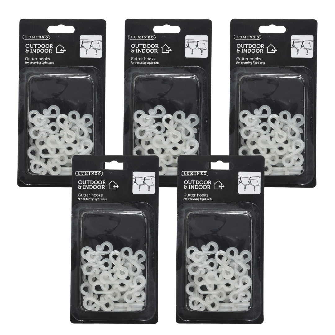 OFFERTA 5 CONFEZIONI 24 GANCI BIANCHI PER LUCI DI NATALE
