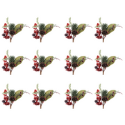 OFFERTA 12 RAMI DI BACCHE 6X11X20CM CON PIGNA ROSSO E VERDE