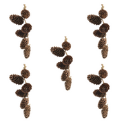 OFFERTA 5 FESTONI DI PIGNE MARRONI 20 CM CON GLITTER