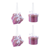 OFFERTA 4 DECORAZIONI REGALO DA APPENDERE H.3CM ROSA MODELLO ASSORTITO
