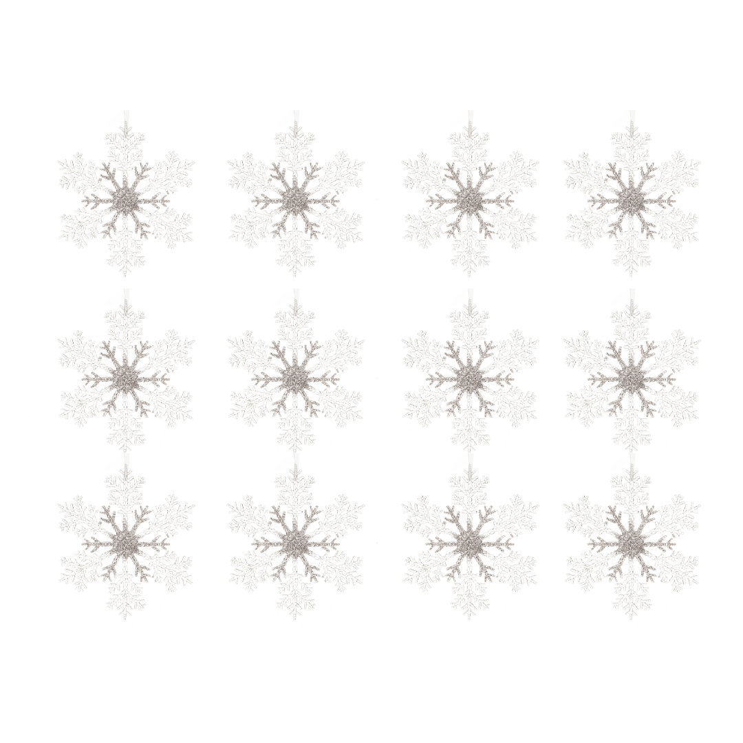 OFFERTA 12 FIOCCHI DI NEVE D.21CM TRASPARENTE/ARGENTO