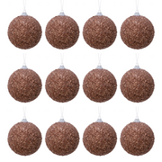 OFFERTA 12 PALLINE DI NATALE D.8CM CON GLITTER MARRONE