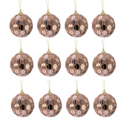OFFERTA 12 PALLINE DI NATALE D.8CM CON GLITTER CARAMELLO