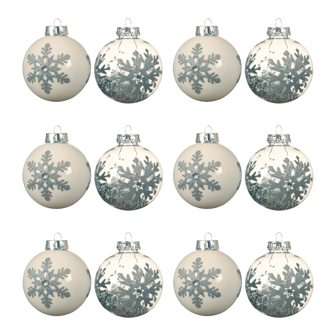 OFFERTA 12 PALLINE DI NATALE D.8CM CON FIOCCO DI NERVE MODELLO ASSORTITO