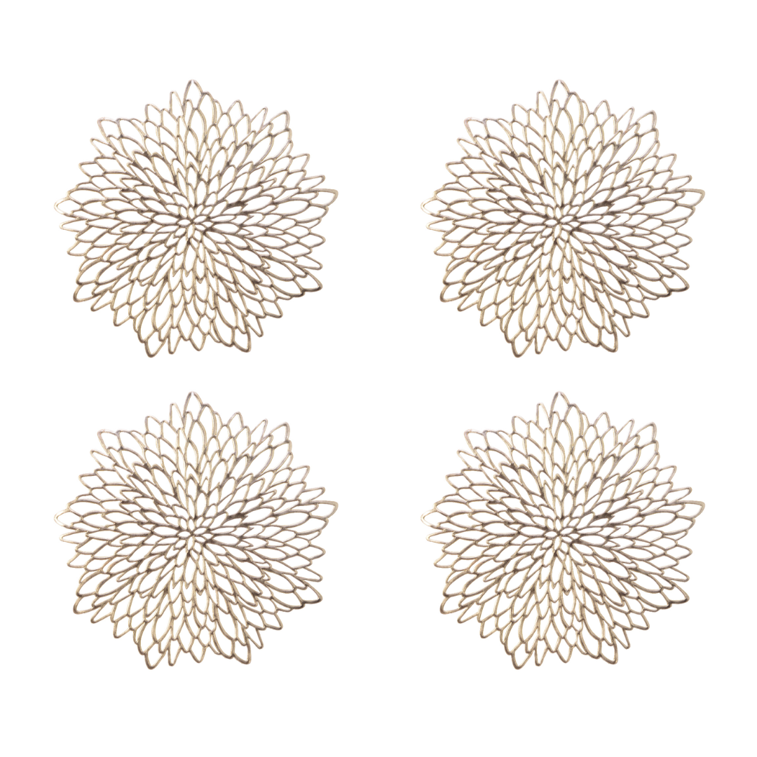 OFFERTA 4 TOVAGLIETTE NATALIZIA IN PVC D.38CM CHAMPAGNE/ORO