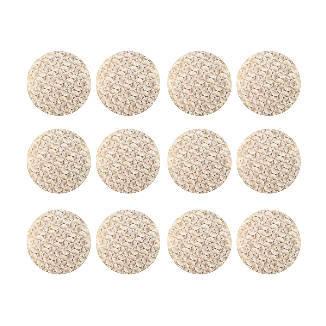 OFFERTA 12 TOVAGLIETTE NATALIZIE IN PVC D.38CM ORO