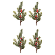 OFFERTA 4 RAMI NATALIZI DI PINO CON BACCHE H36CM