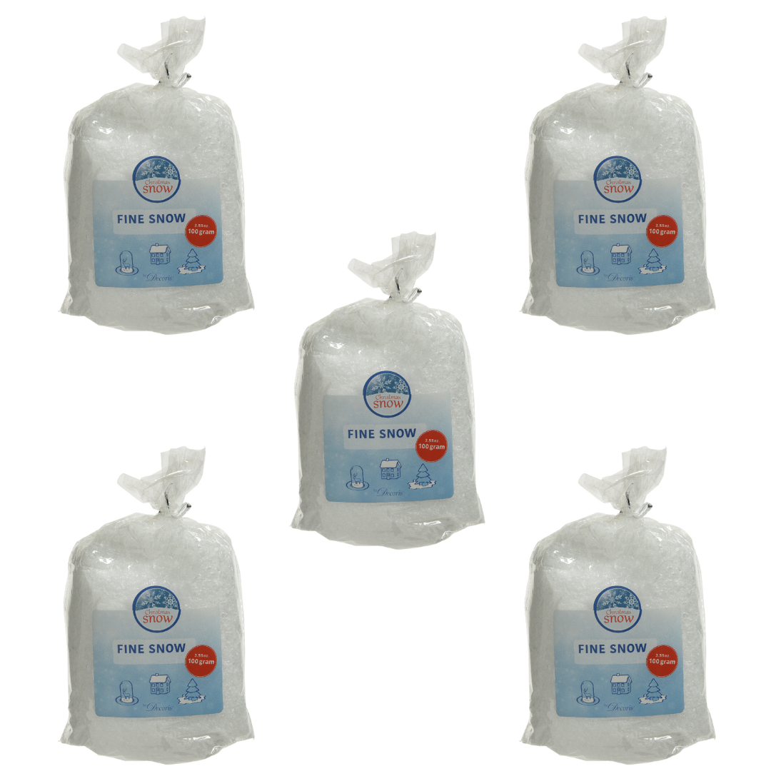 OFFERTA 5 DECORAZIONI NEVE ARTIFICIALE 100GR BIANCA