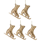OFFERTA 5 PATTINI DA GHIACCIO APPENDIBILI 4X8X8CM ORO ANTICO