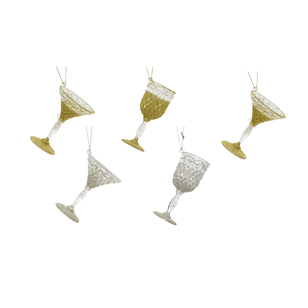 OFFERTA 5 CALICI APPENDIBILI H.10CM TRASPARENTE MODELLO ASSORTITO