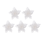 OFFERTA 5 POINSETTIE CON CLIP E GLITTER 23X10CM BIANCO