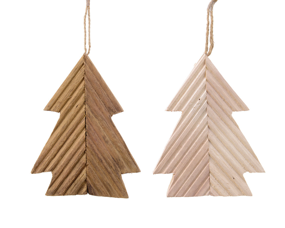 PENDAGLIO NATALIZIO IN LEGNO A FORMA DI ALBERO DI NATALE MARRONE O ROSA ASSORTITO