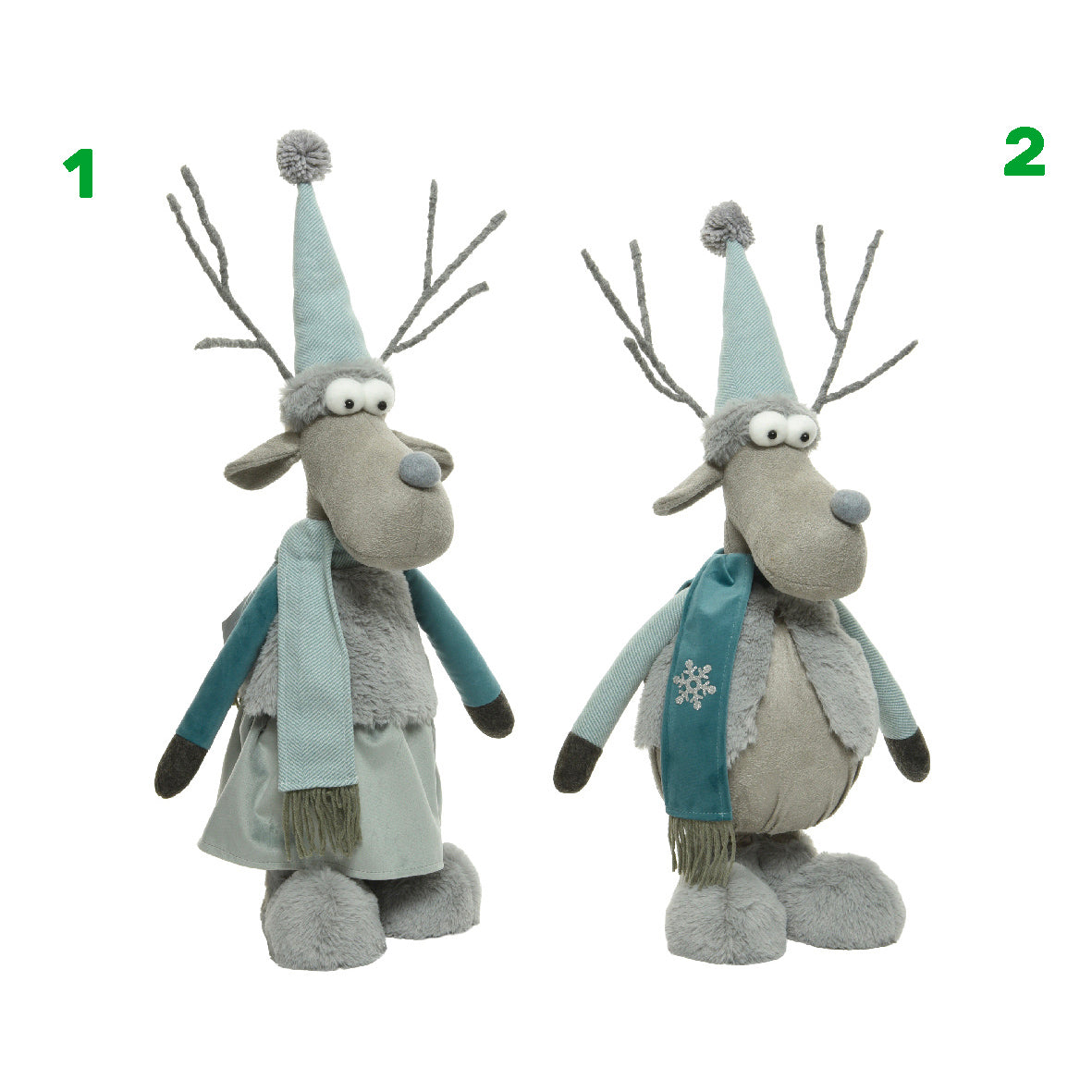 RENNA DI PELUCHE 81X29X17 CM BLU E GRIGIA ASSORTITA