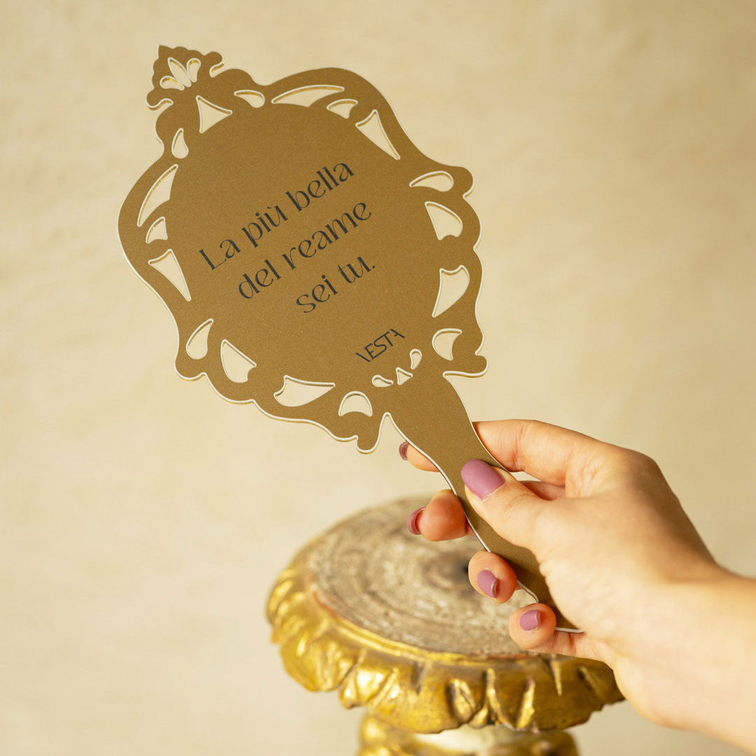 Specchio da Mano Madame Piccolo 13,5x25 cm Oro Vesta - immagine 2