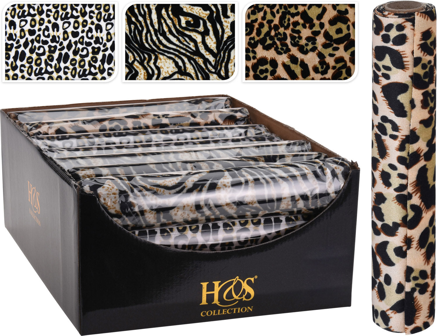 ROTOLO CARTA REGALO IN TESSUTO LEOPARDATO 28X270CM ASSORTITO