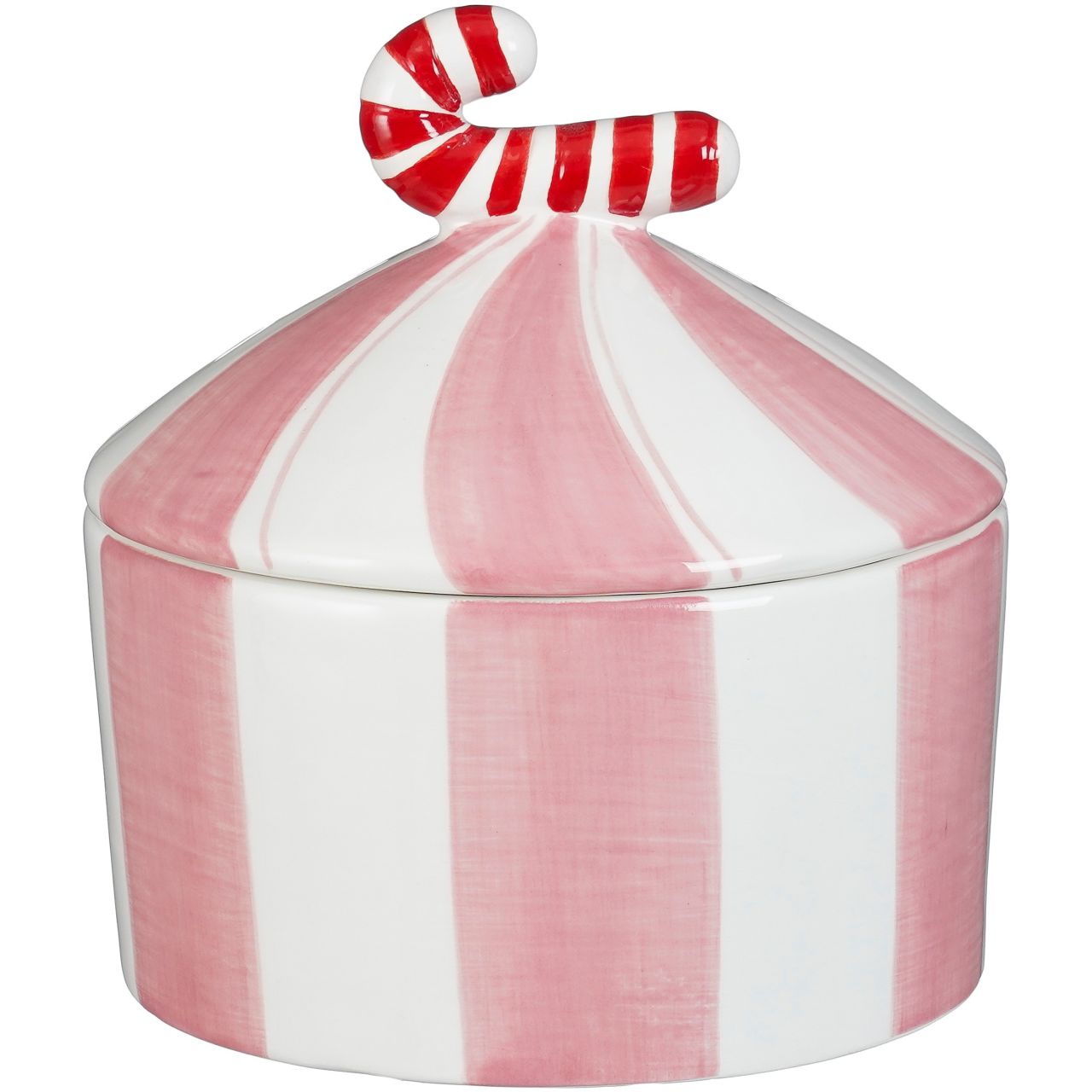 Mica Decorations Barattolo portaoggetti con coperchio a caramella 15x15x16 cm, rosa/bianco