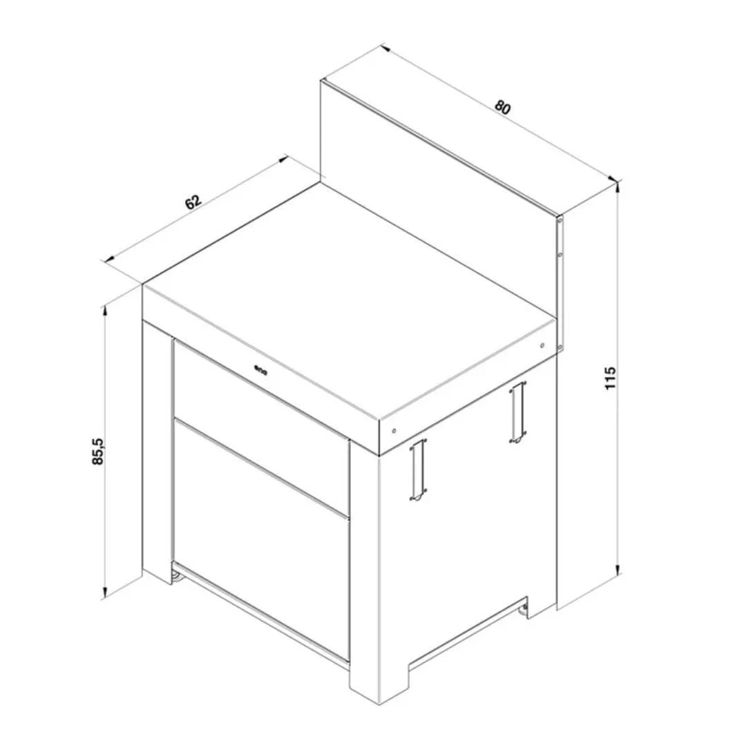 ENO Modulo piano di lavoro con due cassetti 80x62x115 cm grigio e nero