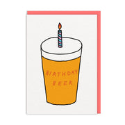 Ohh Deer Biglietto di auguri "Birthday Beer" A6, corallo/bianco