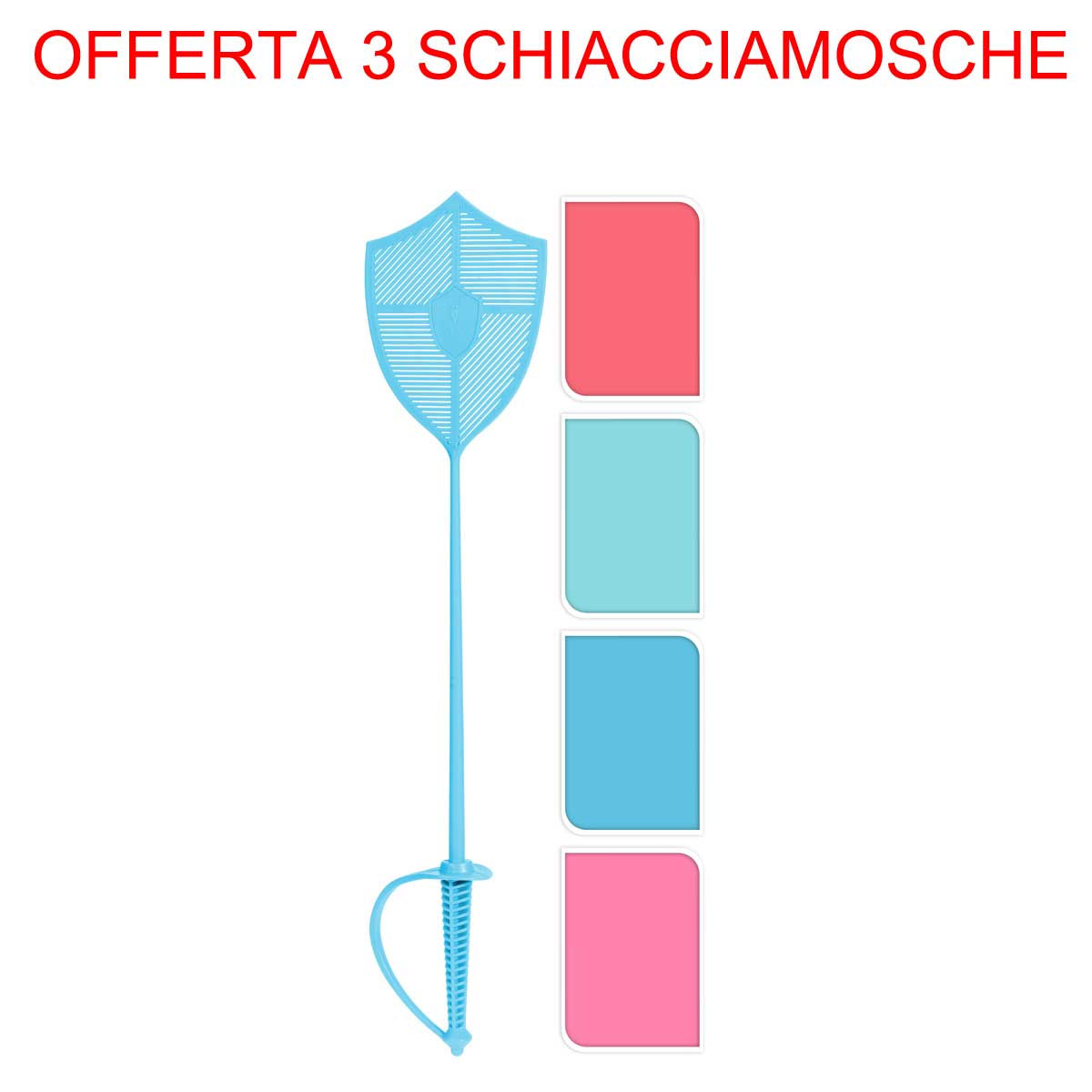 OFFERTA 3 PZ SPADA SCACCIAMOSCHE 54X11X9CM COLORI ASSORTITI