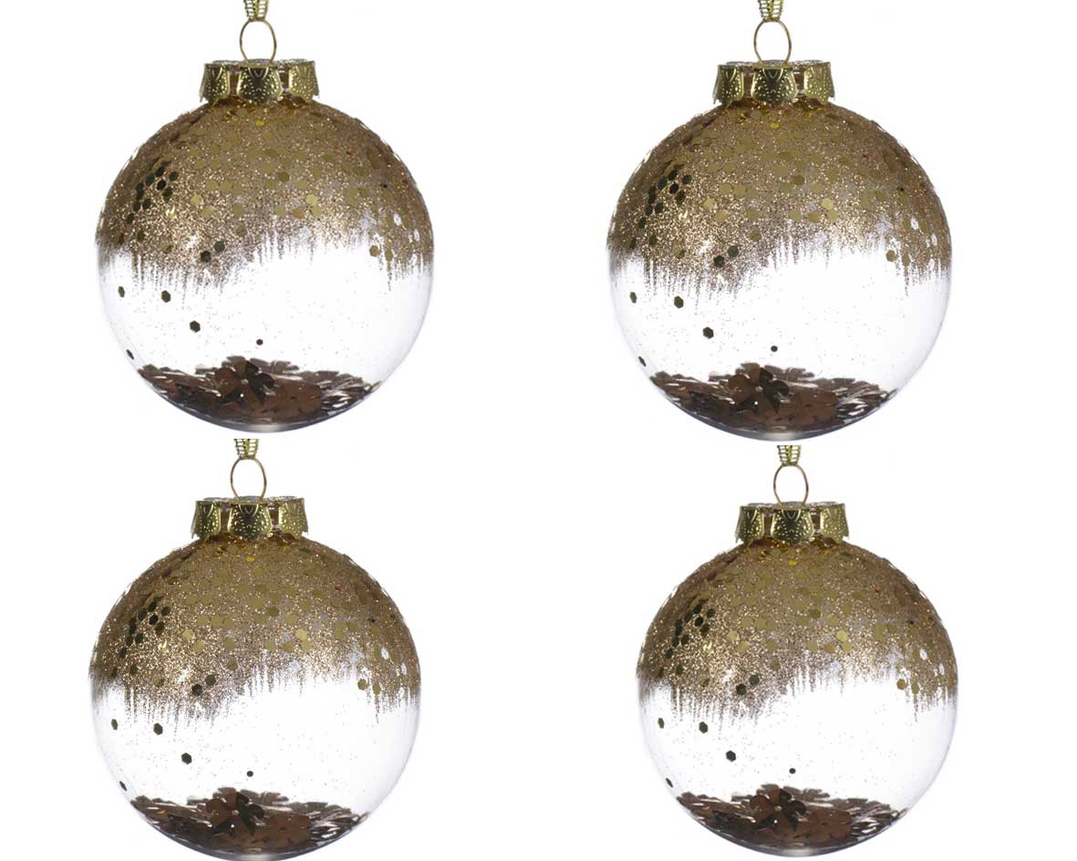 PALLINA 1 PZ D. 8 DECO FIORI TRASPARENTE/ORO