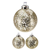 3 PALLINE DI NATALE IN VETRO 8 CM ORO ASSORTITE