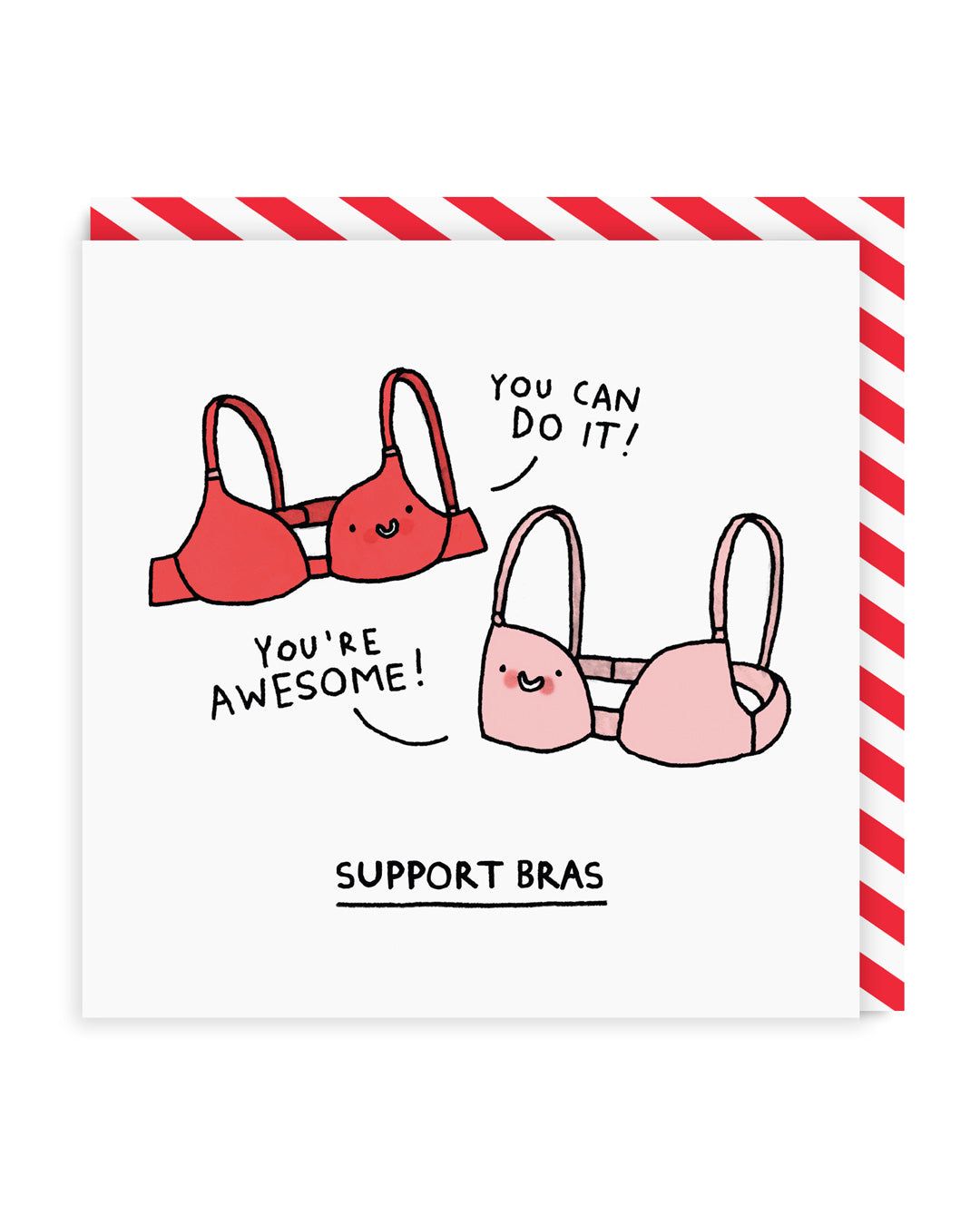 Ohh Deer Biglietto di auguri "Support Bras" (formato quadrato), bianco/multicolore