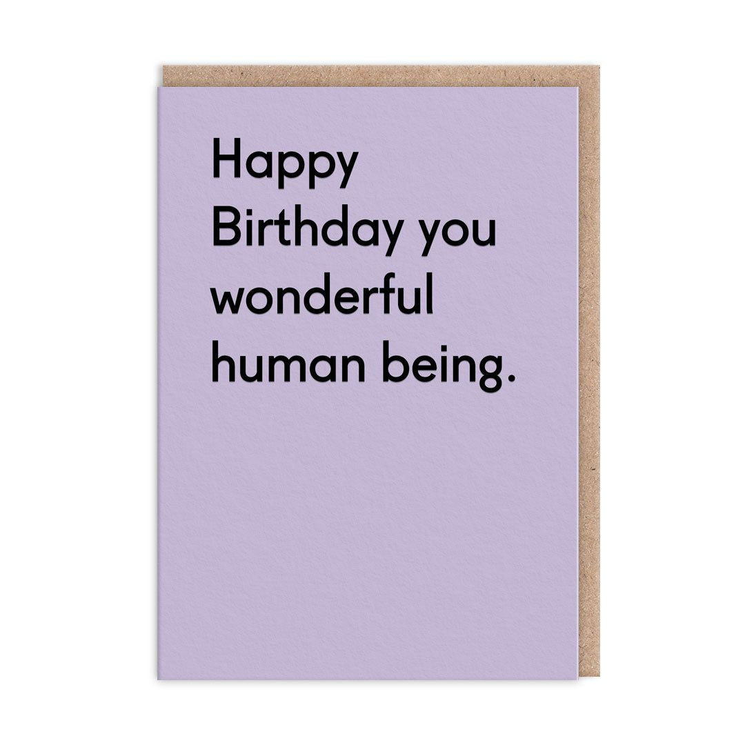 Ohh Deer Biglietto di auguri "Wonderful Human Being Birthday" A6, lilla