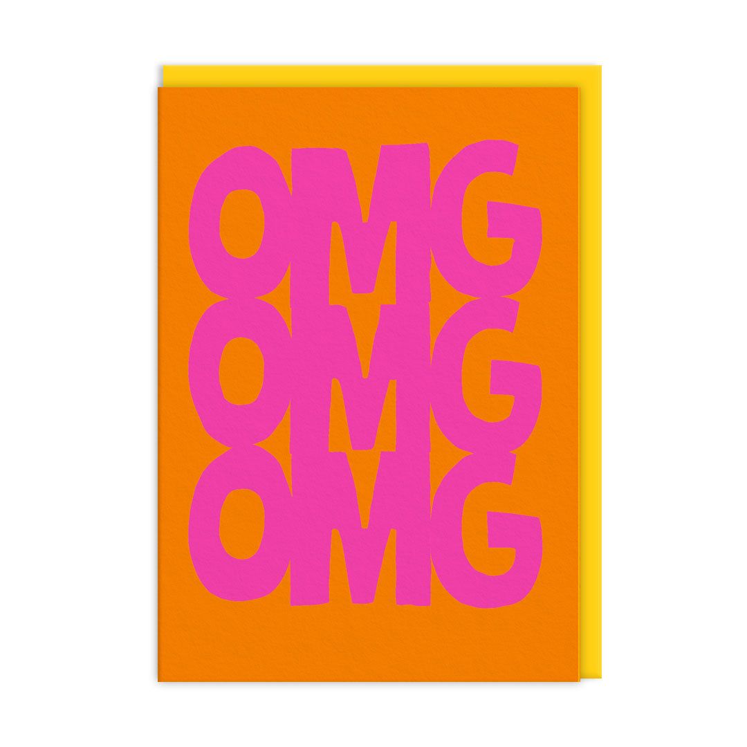 Ohh Deer Biglietto di auguri "OMG OMG OMG" A6, arancione/rosa