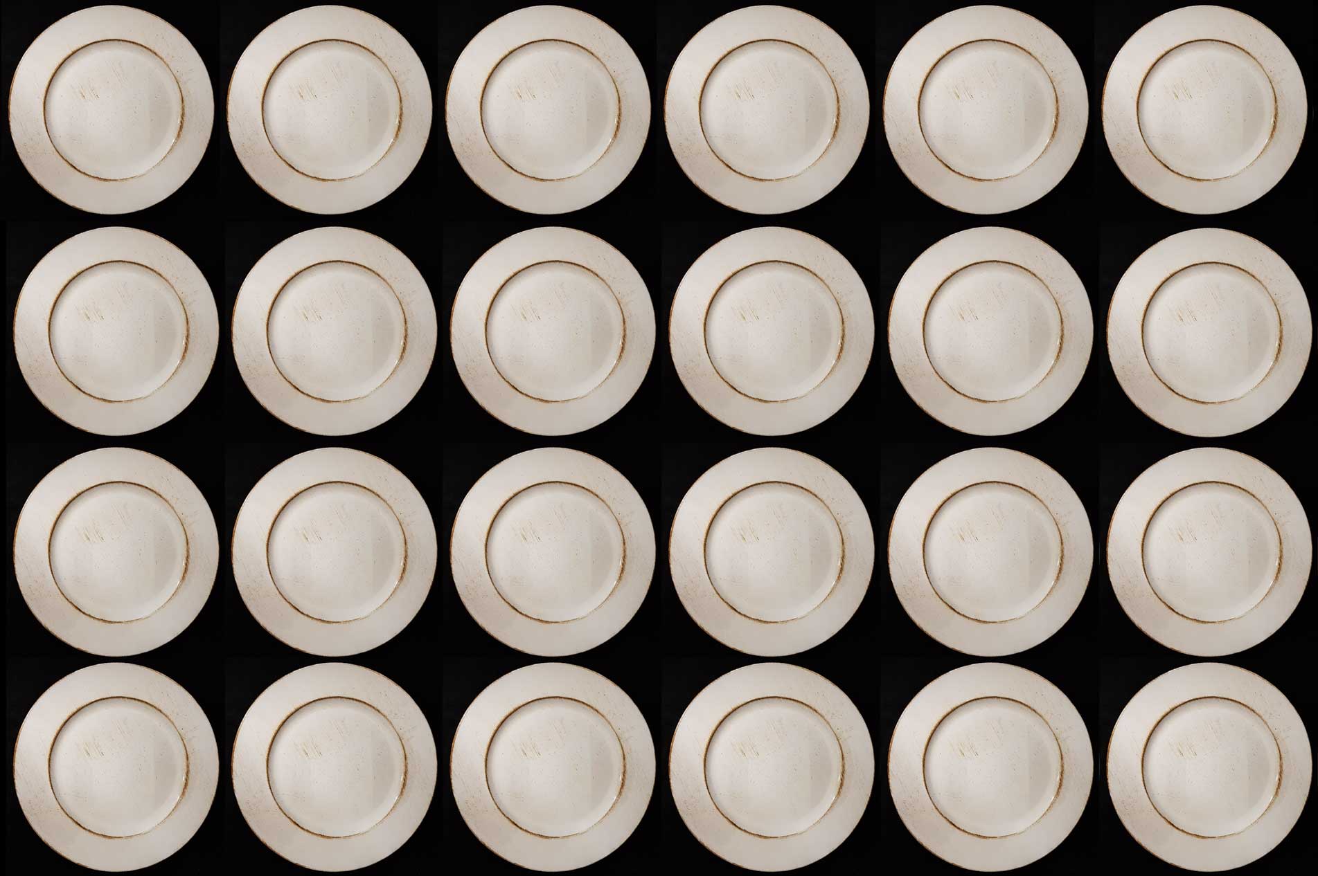 24 SOTTOPIATTI CIRCOLARI EFFETTO PANNA - LEGNO 33CM
