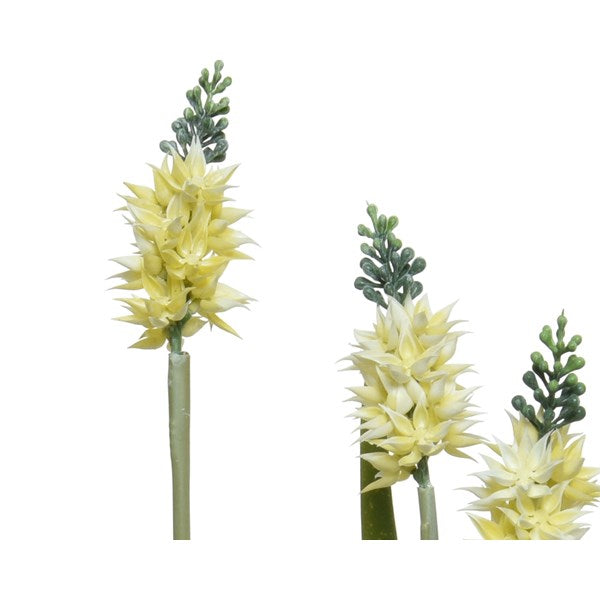 AGAVE ARTIFICIALE IN VASO CON FIORI BIANCHI 13X60CM