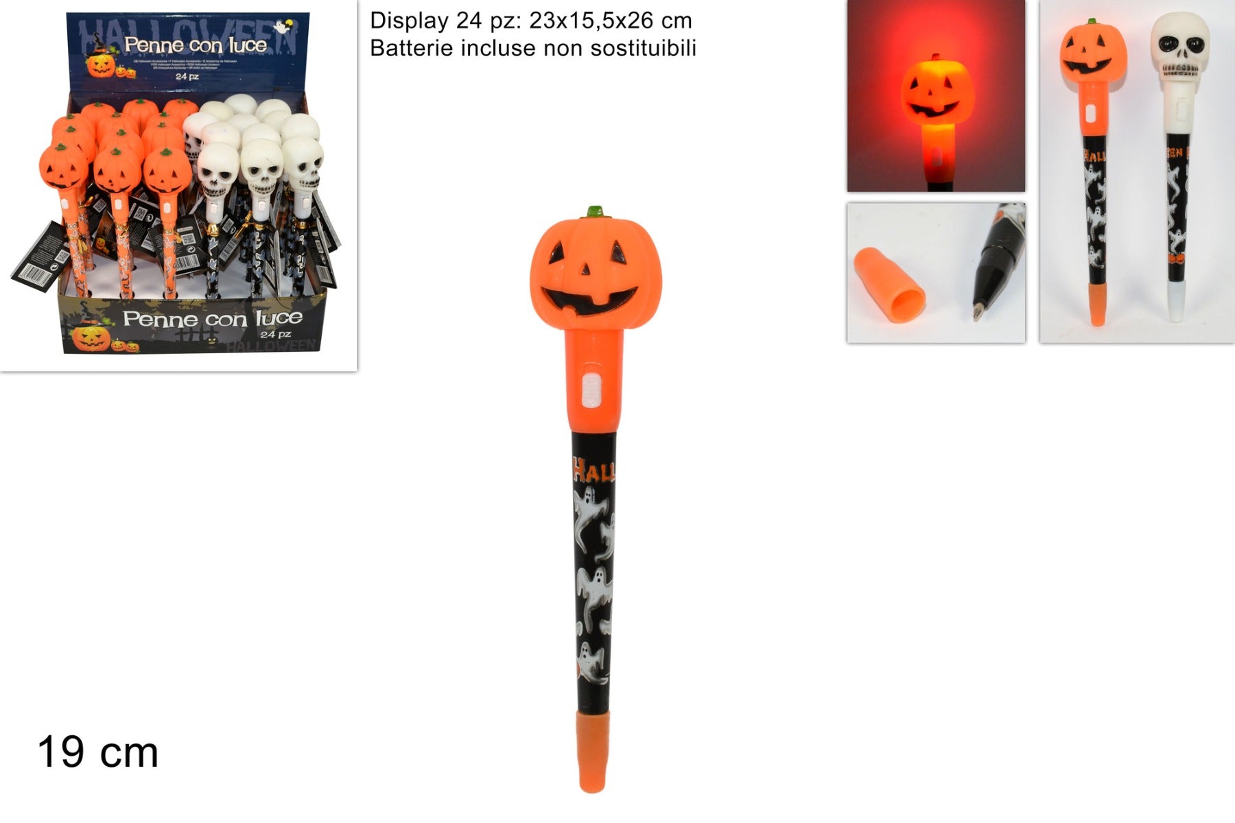PENNA CON LUCE ZUCCA/TESCHIO 19CM