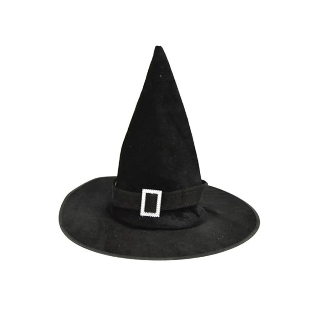 CAPPELLO DA STREGA FLOCCATO, CON FIBBIONE DECORATIVO, COLORE NERO