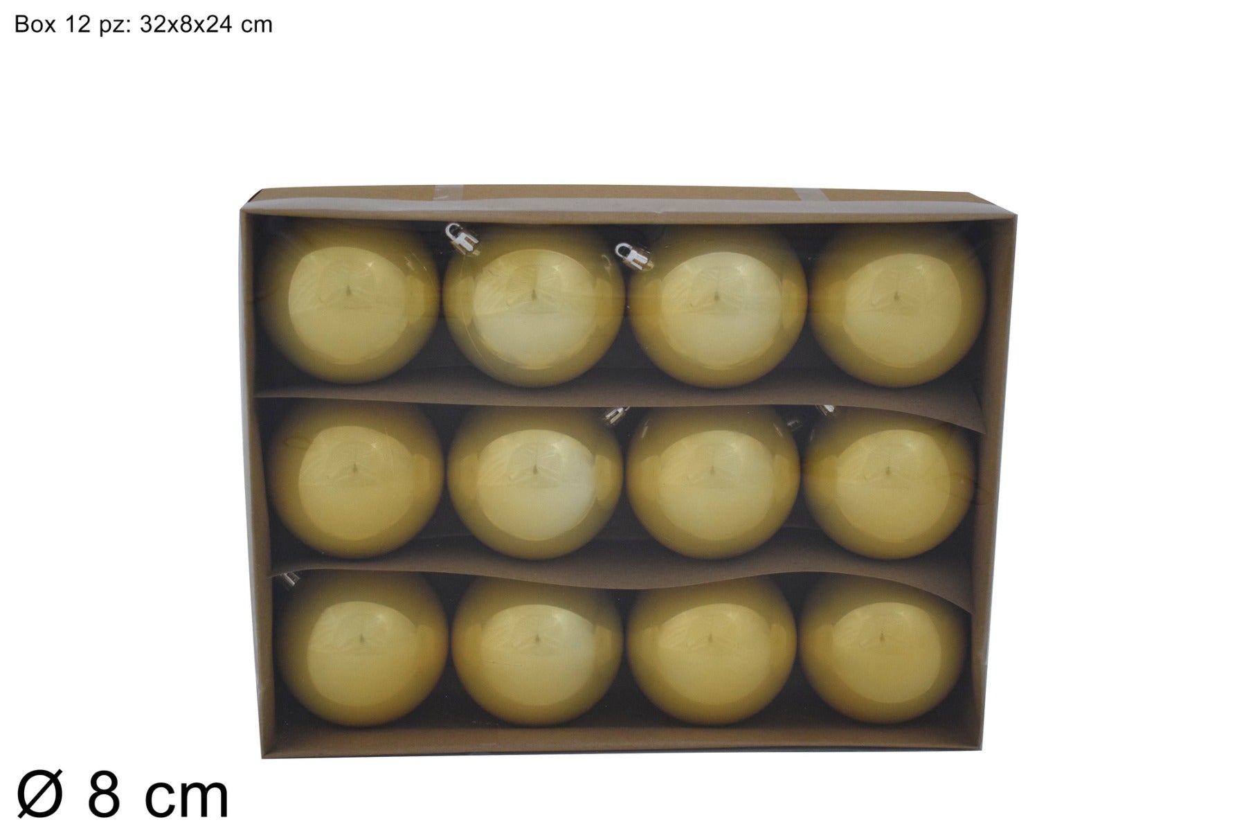 12 PALLINE ORO 8 CM