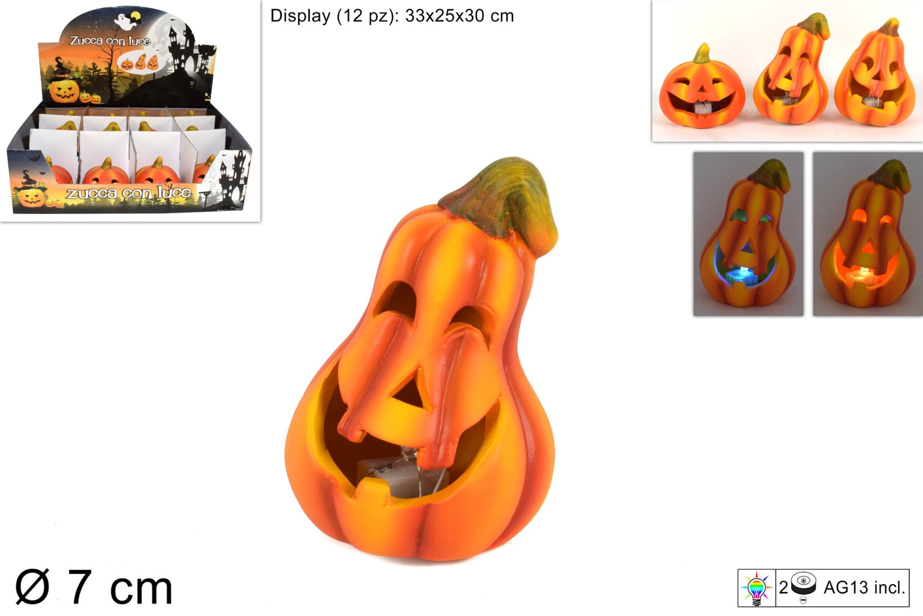 ZUCCA CON LUCE 7CM ASSORTITO