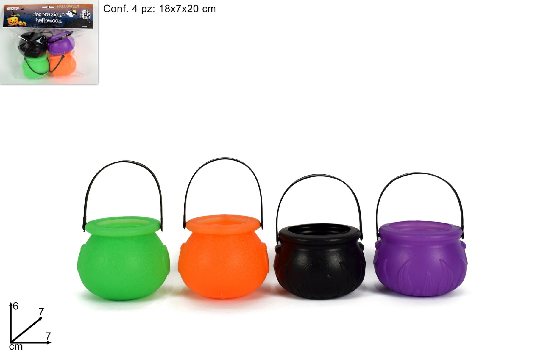 SET 4 SECCHIELLI HALLOWEEN 7CM ASSORTITO