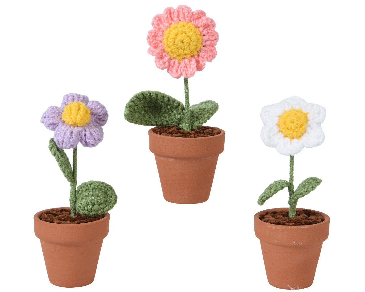 FIORE IN VASO D5,5 CM IN TESSUTO COLORE ASSORTITO