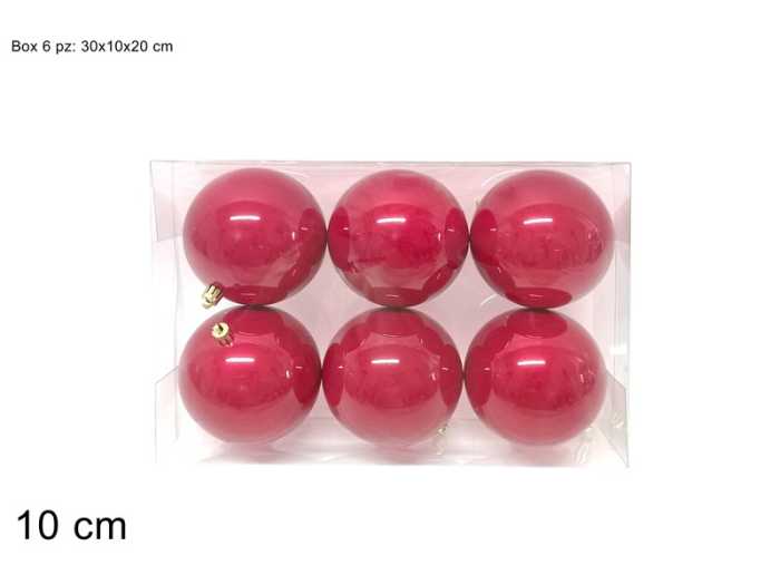 Palle di Natale 10cm 6pz Rosse Perlate Peraga Christmas