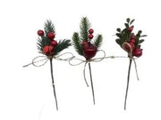 Pick con bacche rosse e fiocco 7 x 3 x 19 cm modello assortito Mercury