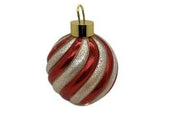 Sfera a strisce rosse e perla con luci D18 x H25 cm Mercury