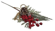 Pick con bacche rosse e pigne H30 cm Mercury