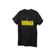T-SHIRT UNISEX NERA "BARMAN IS MY SUPERHERO" IN COTONE TAGLIA S