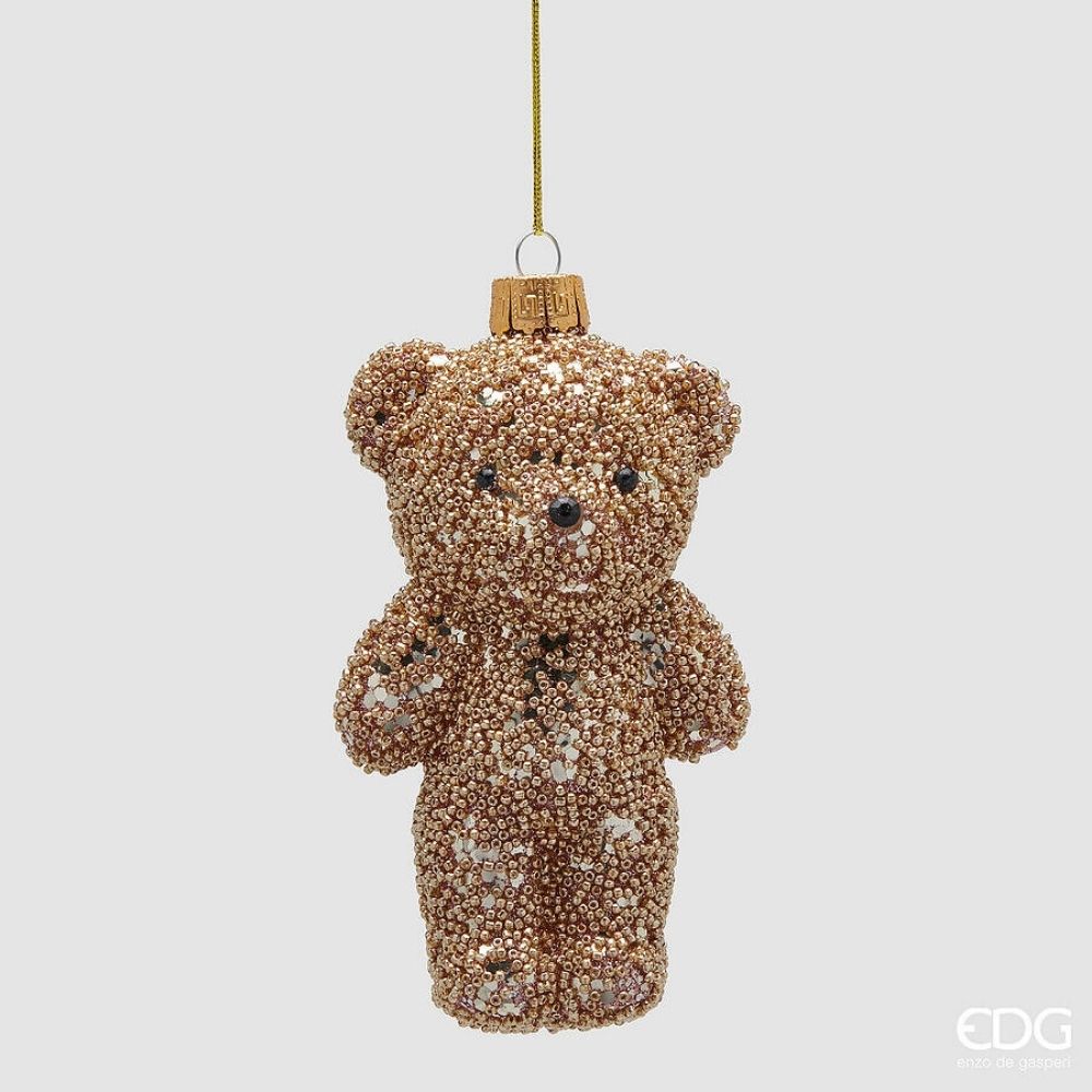 Addobbo Orso da Appendere 14cm Marrone Glitter EDG